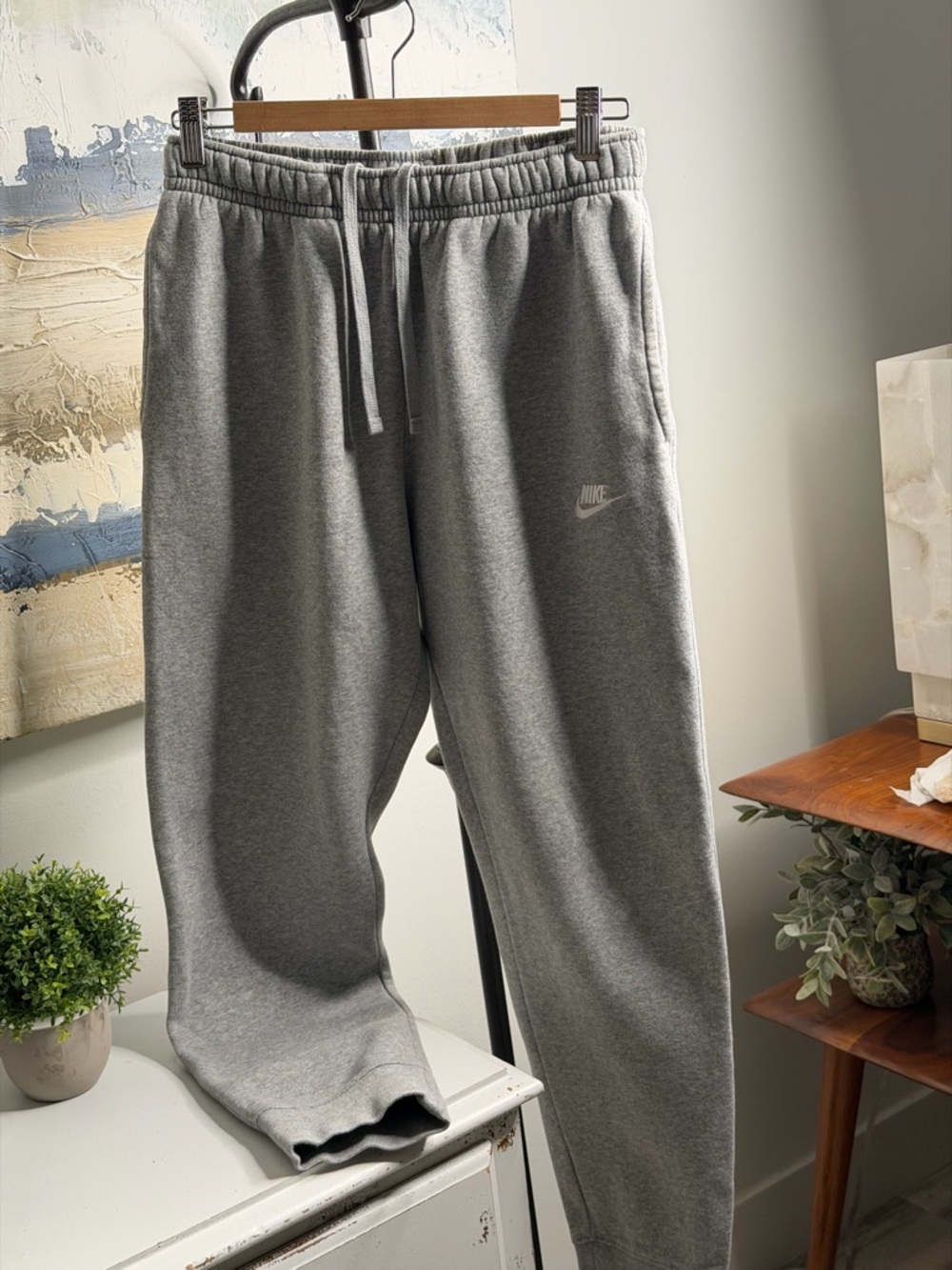 Nike Gray Athletic Fleece Joggers with Drawstring Waist